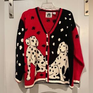 Vintage Red and Black Dalmatian Women's cardigan Sweater. Absolutely adorable!